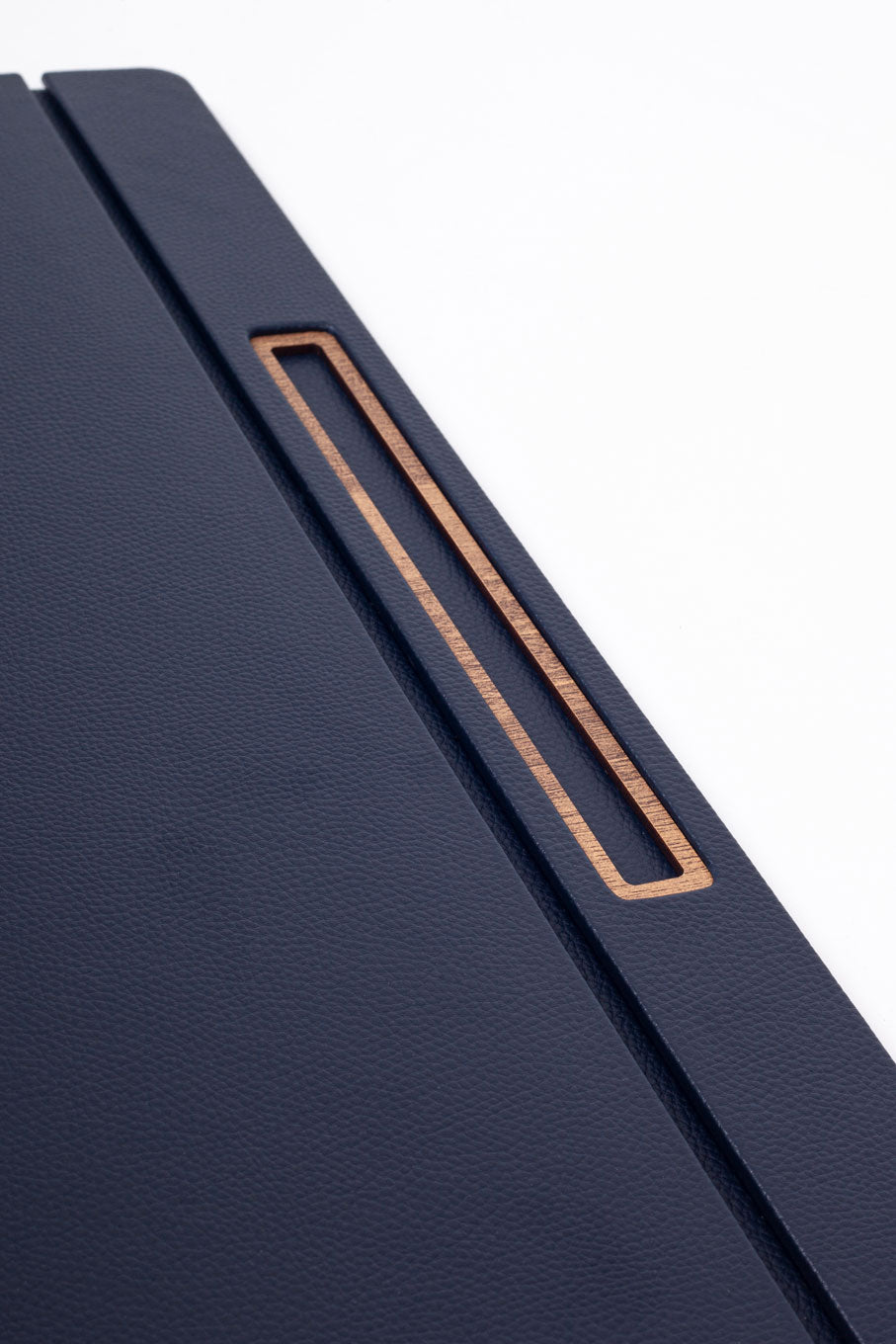 مكتب مغطى بالجلد، طلاء أزرق، خشب مفصل، 50 × 35 سم