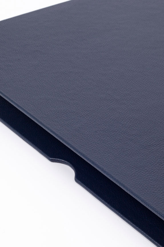 مكتب مغطى بالجلد، طلاء أزرق، خشب مفصل، 50 × 35 سم