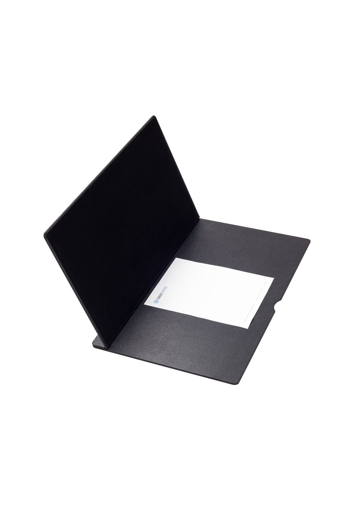 مكتب مغطى بالجلد، تفاصيل خشبية سوداء، مقاس 60 × 40 سم.