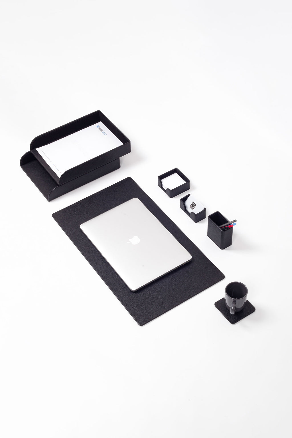 Felix Leather Desk Set Black 7 Pieces