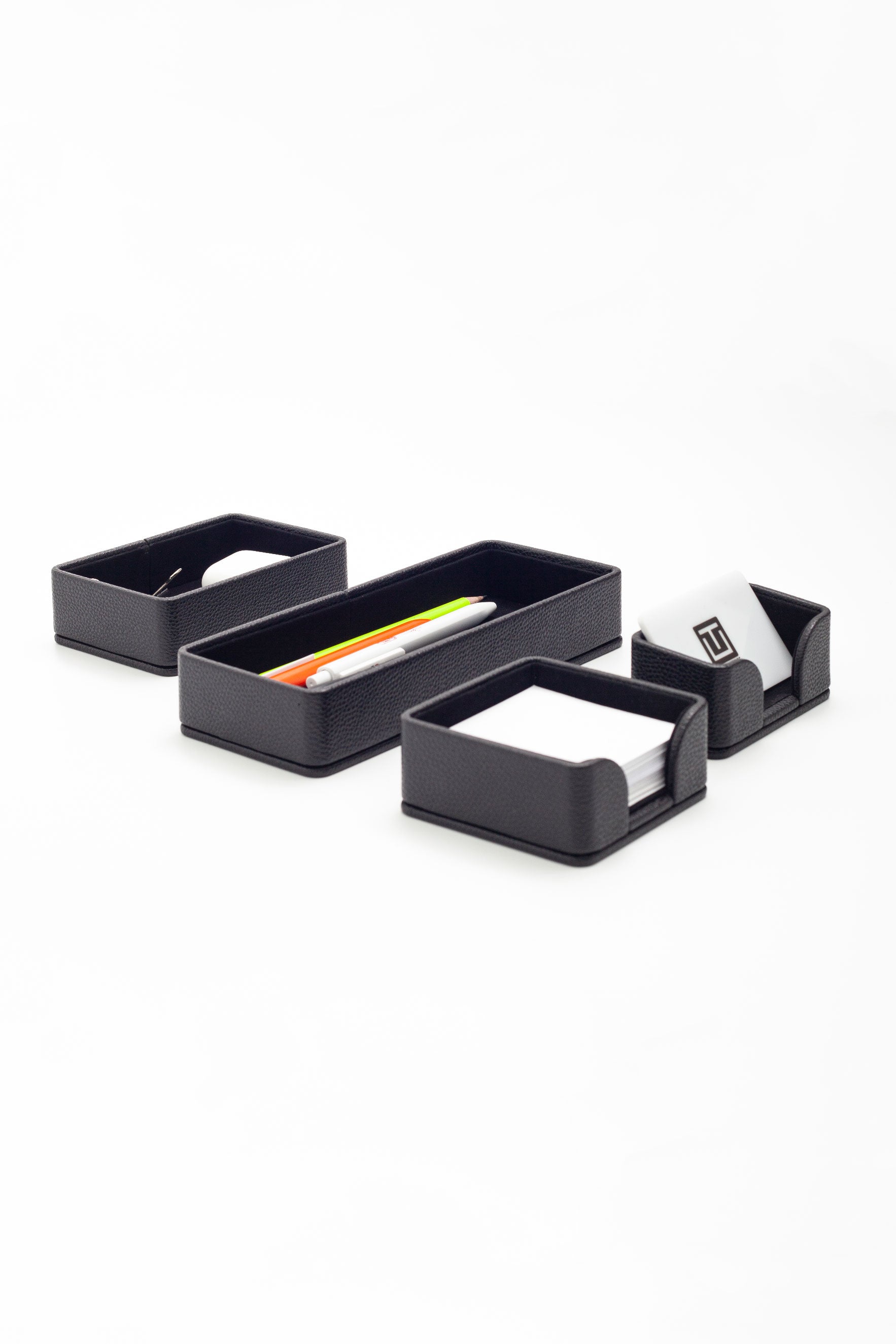 Felix Desktop Leather Organizer Set 4 Pieces Black