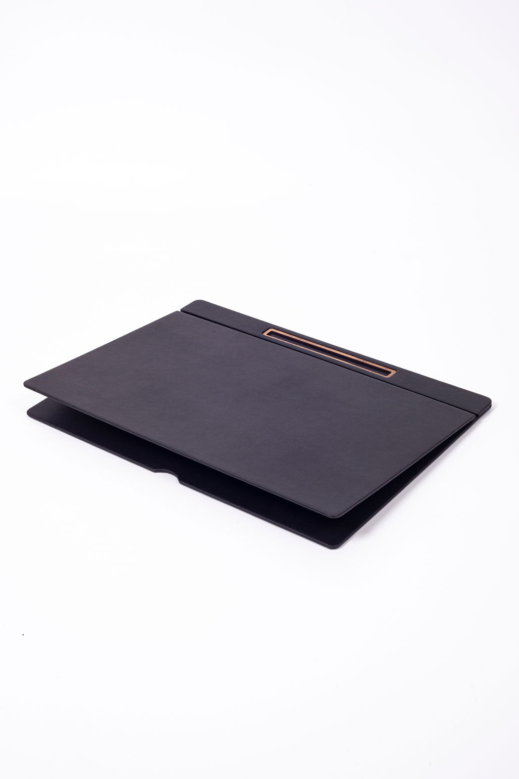 مكتب مغطى بالجلد، بسيط، خشبي أسود، مفصل، 50 × 35 سم