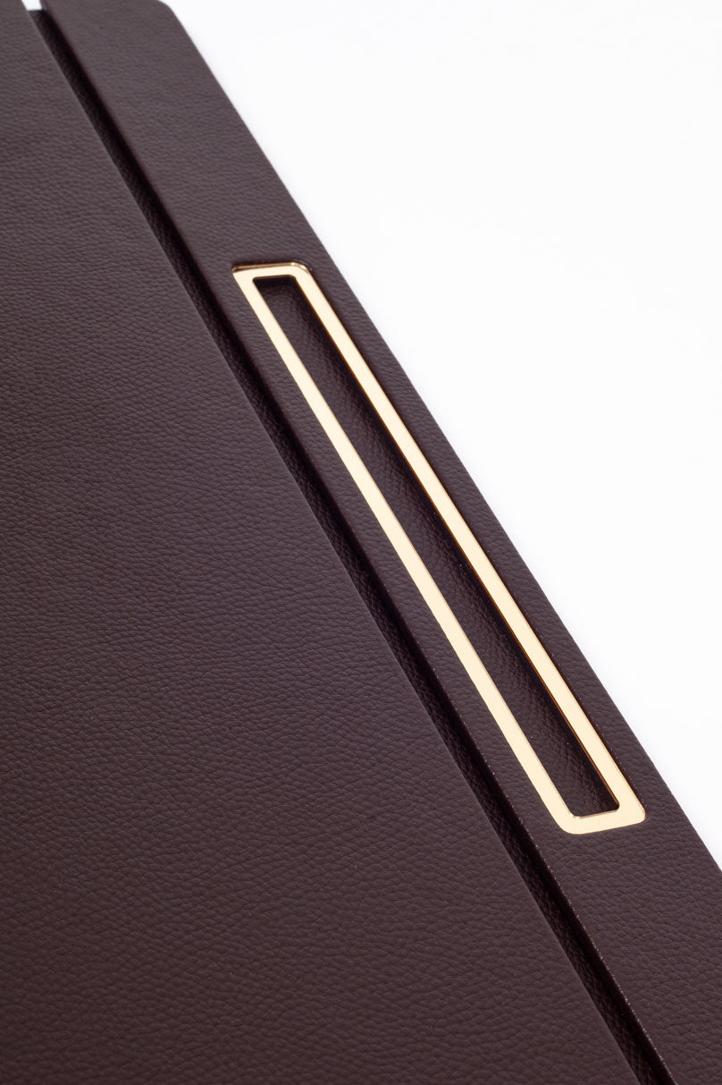 مكتب مغطى بالجلد، بني ذهبي مزخرف، مقاس 50 × 35 سم