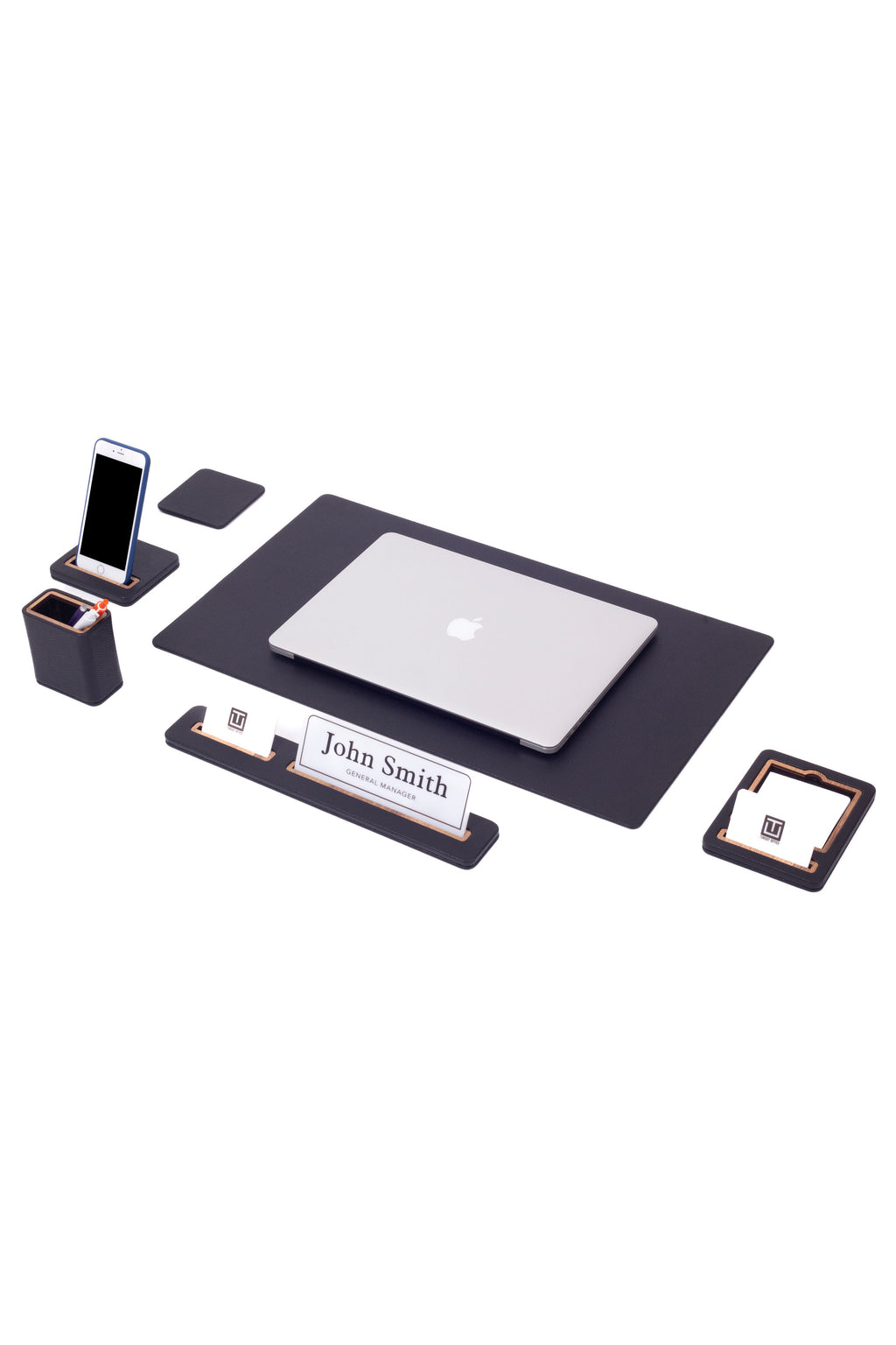 طقم مكتب ريجل الجلدي مكون من 6 قطع مع لوحة اسم للمكتب