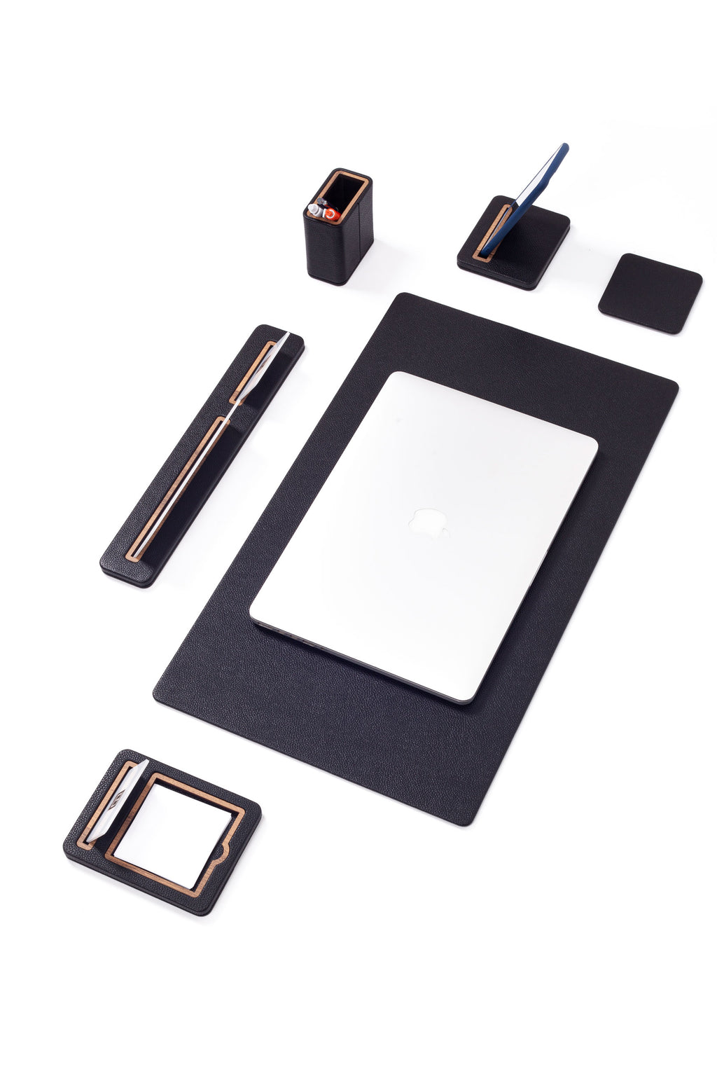 طقم مكتب ريجل الجلدي مكون من 6 قطع مع لوحة اسم للمكتب