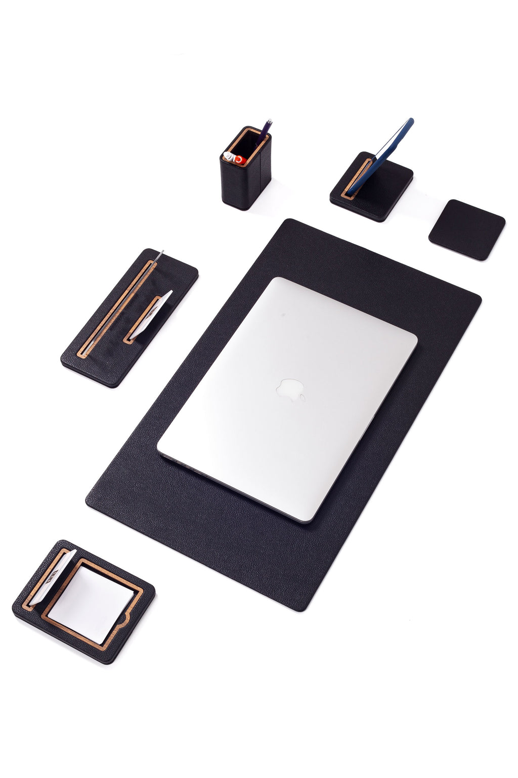 طقم مكتب سيروس الجلدي مكون من 6 قطع مع لوحة اسم للمكتب