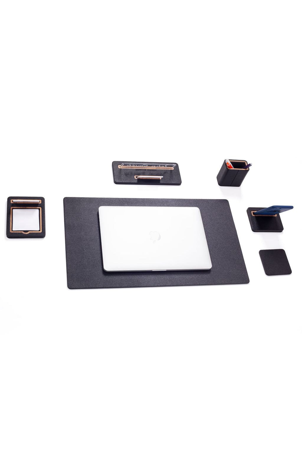 طقم مكتب سيروس الجلدي مكون من 6 قطع مع لوحة اسم للمكتب