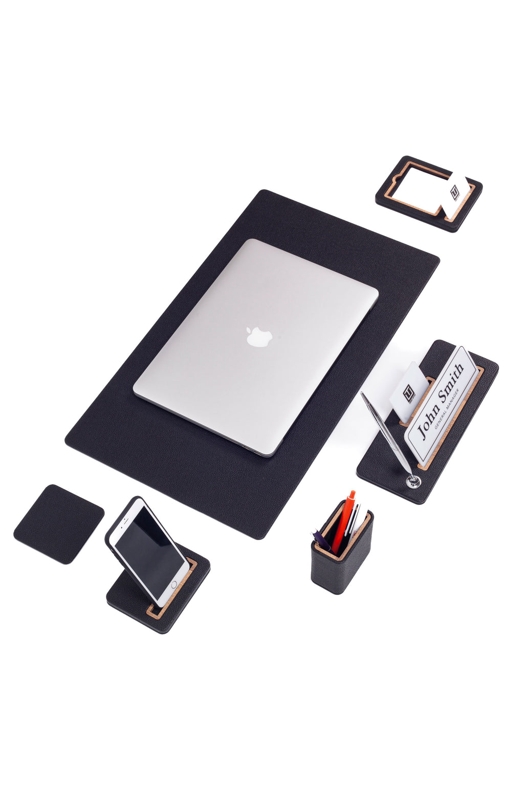 Cavalli Leather Desk Set 6 Pieces Desk with Nameplate