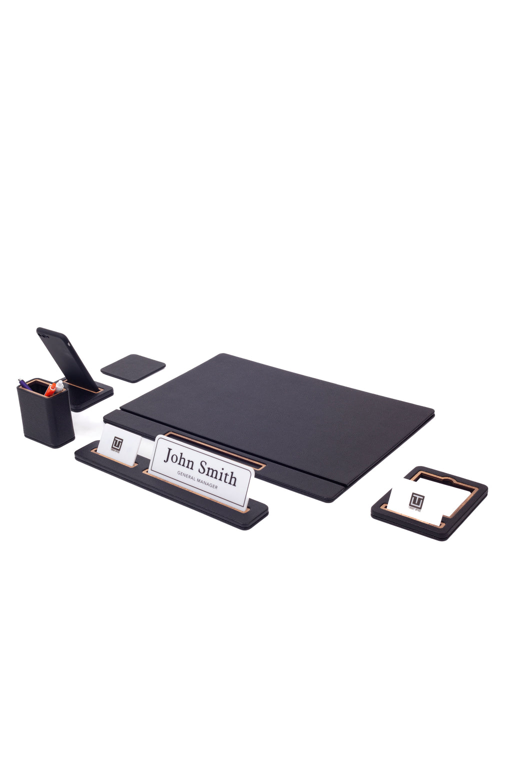 طقم مكتب ريجل الجلدي، 6 قطع، طراز مغطى.