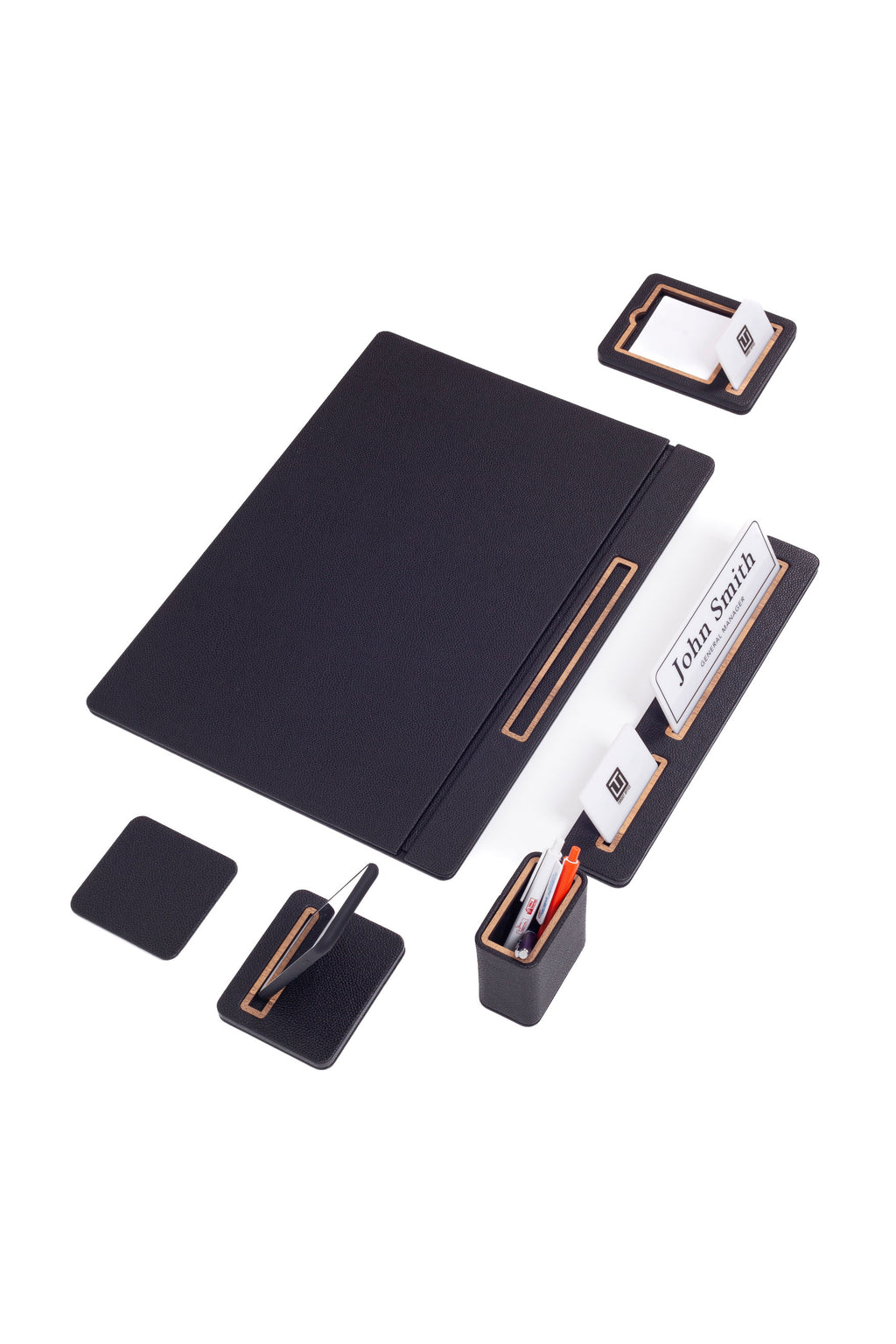 طقم مكتب ريجل الجلدي، 6 قطع، طراز مغطى.