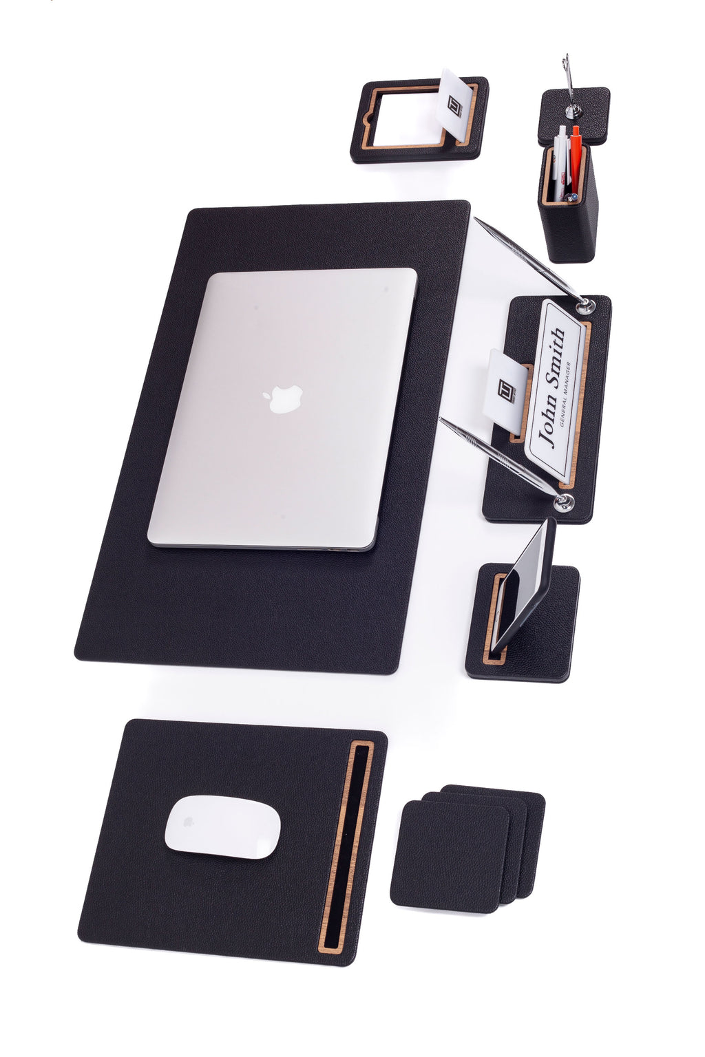 Capella Leather Desk Set with 8 Piece Desk Name