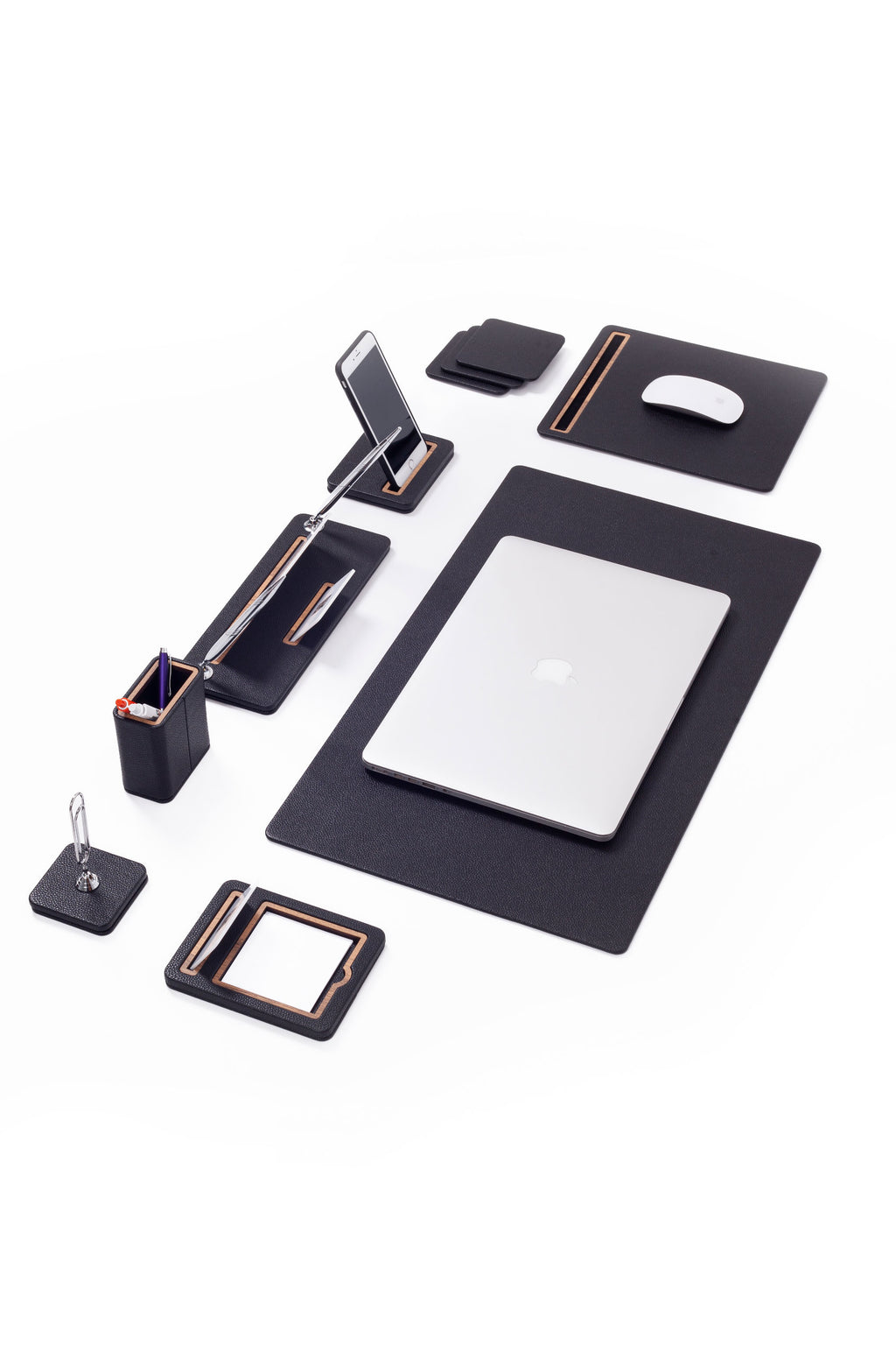 Capella Leather Desk Set with 8 Piece Desk Name