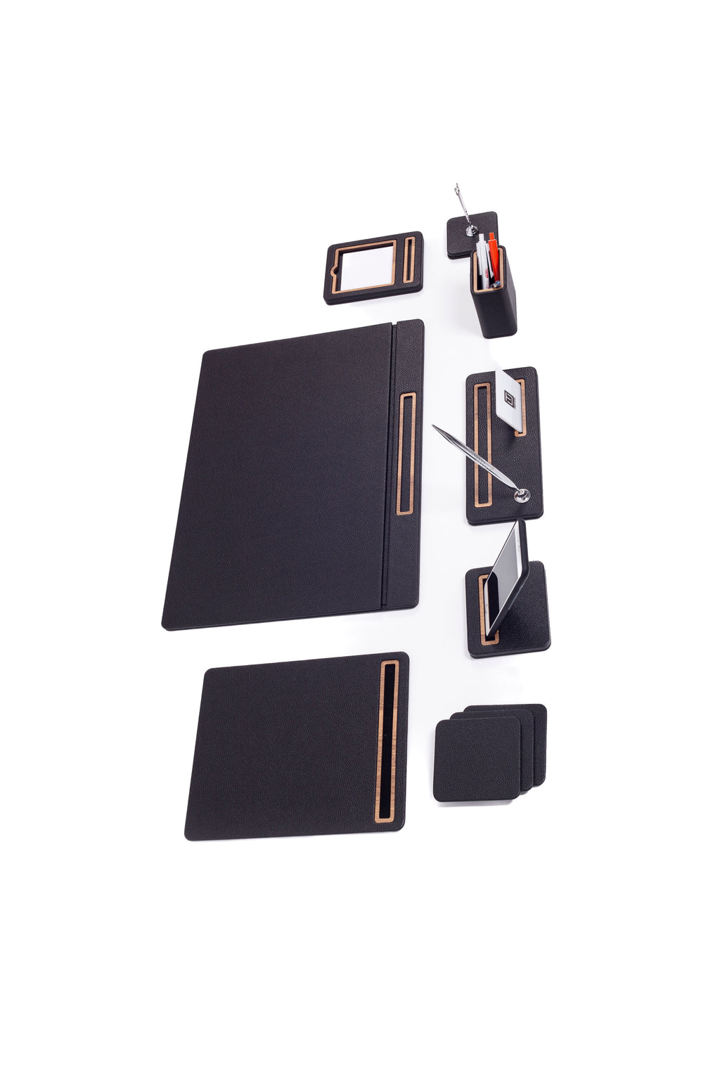 طقم مكتب من الجلد بورتو، 8 قطع، طراز مغطى.