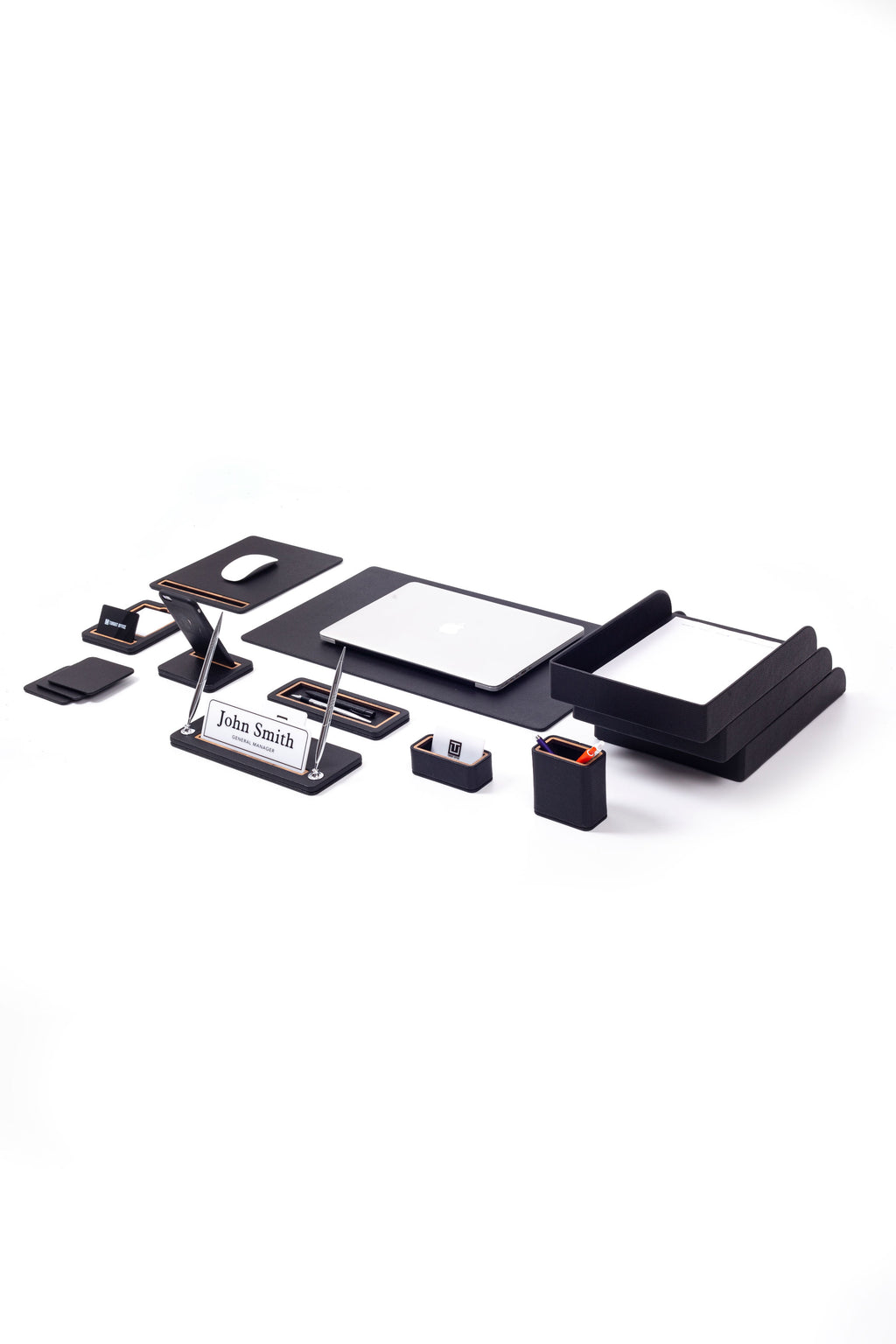 Capella Leather Desk Set 12 Pieces With Three Document Shelves