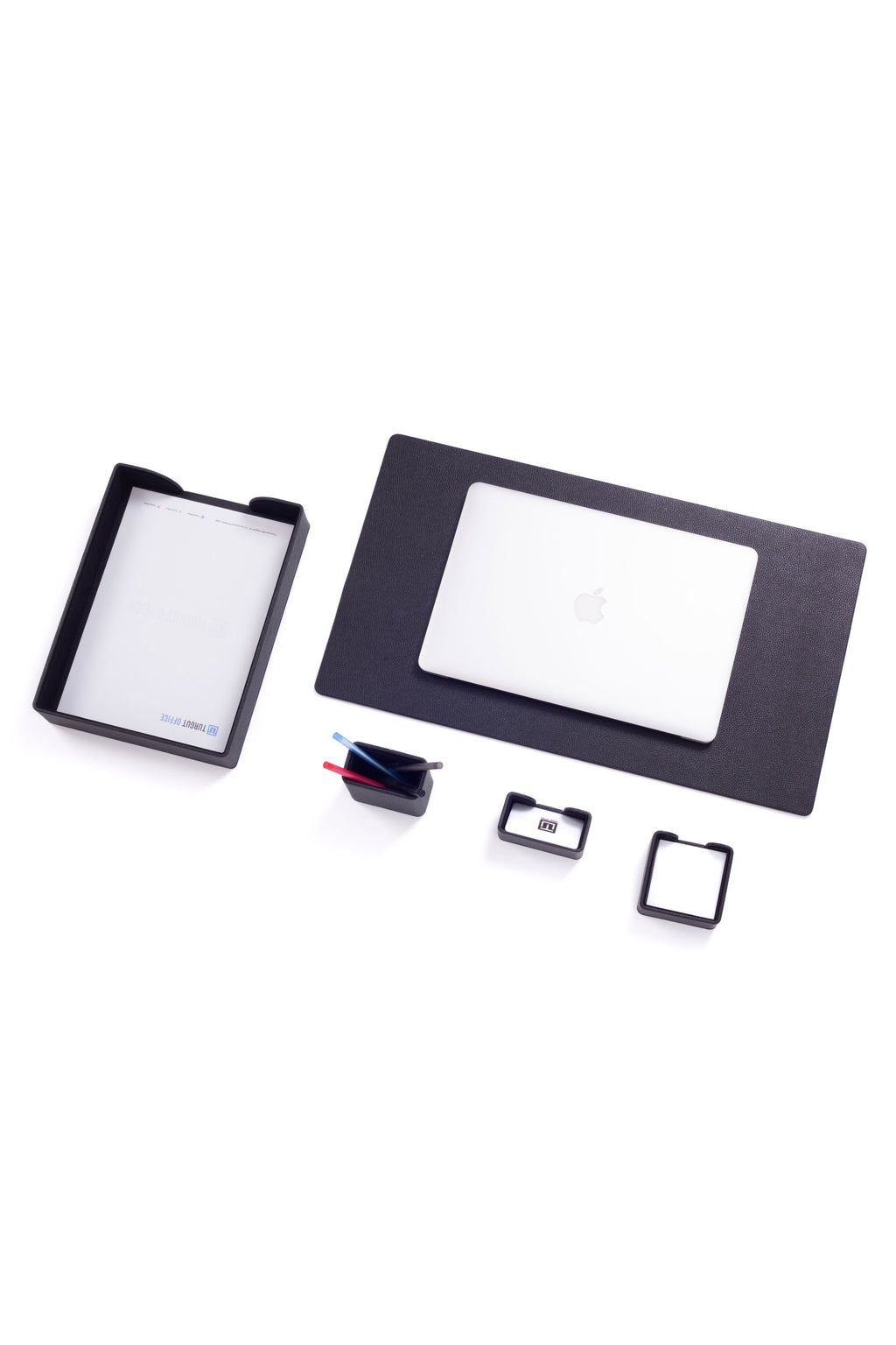 طقم مكتب جلد فيليكس أسود من 5 قطع