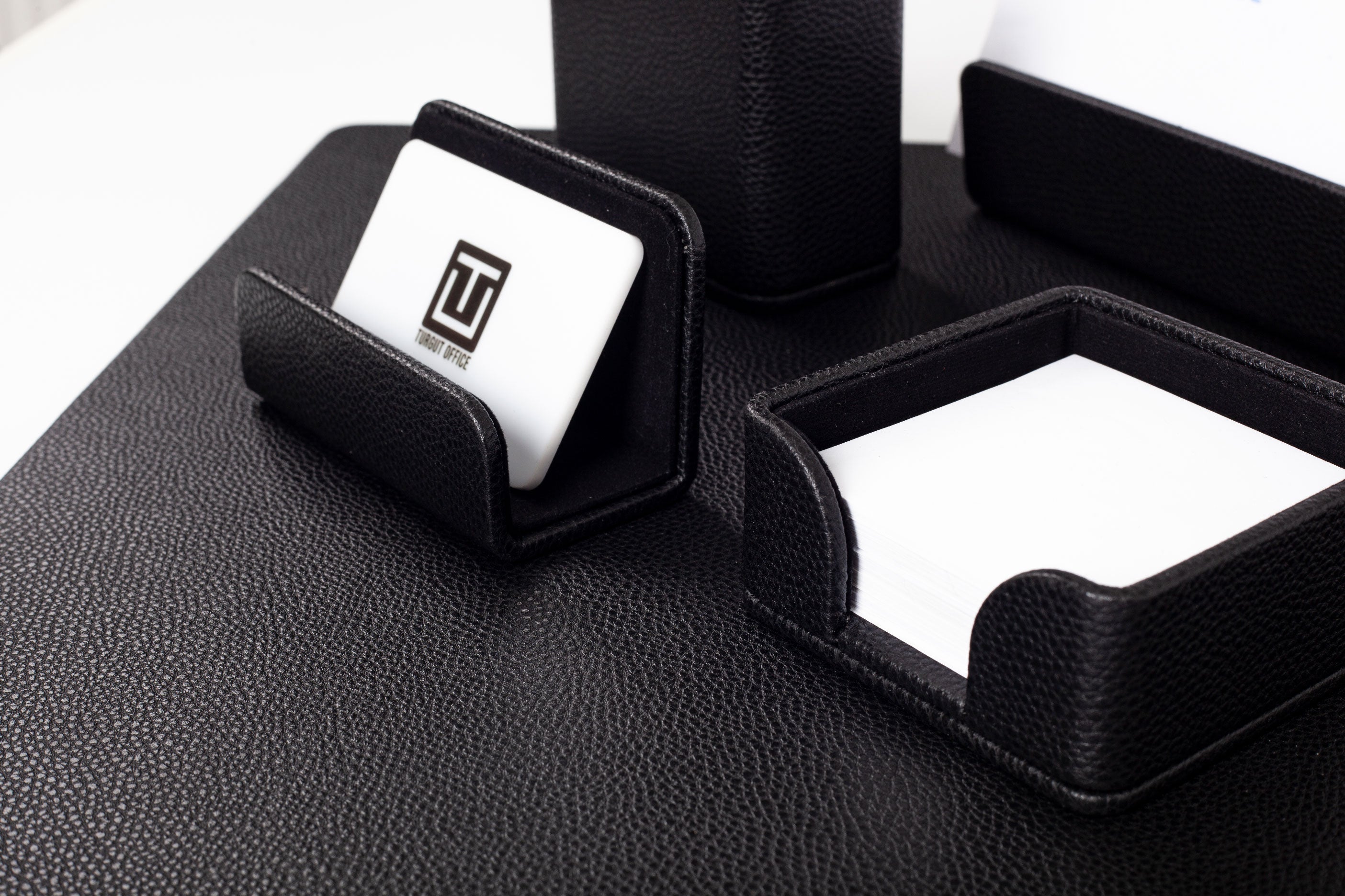 Loft Leather Desk Set Black 5 Pieces Horizontal Coroco Detailed