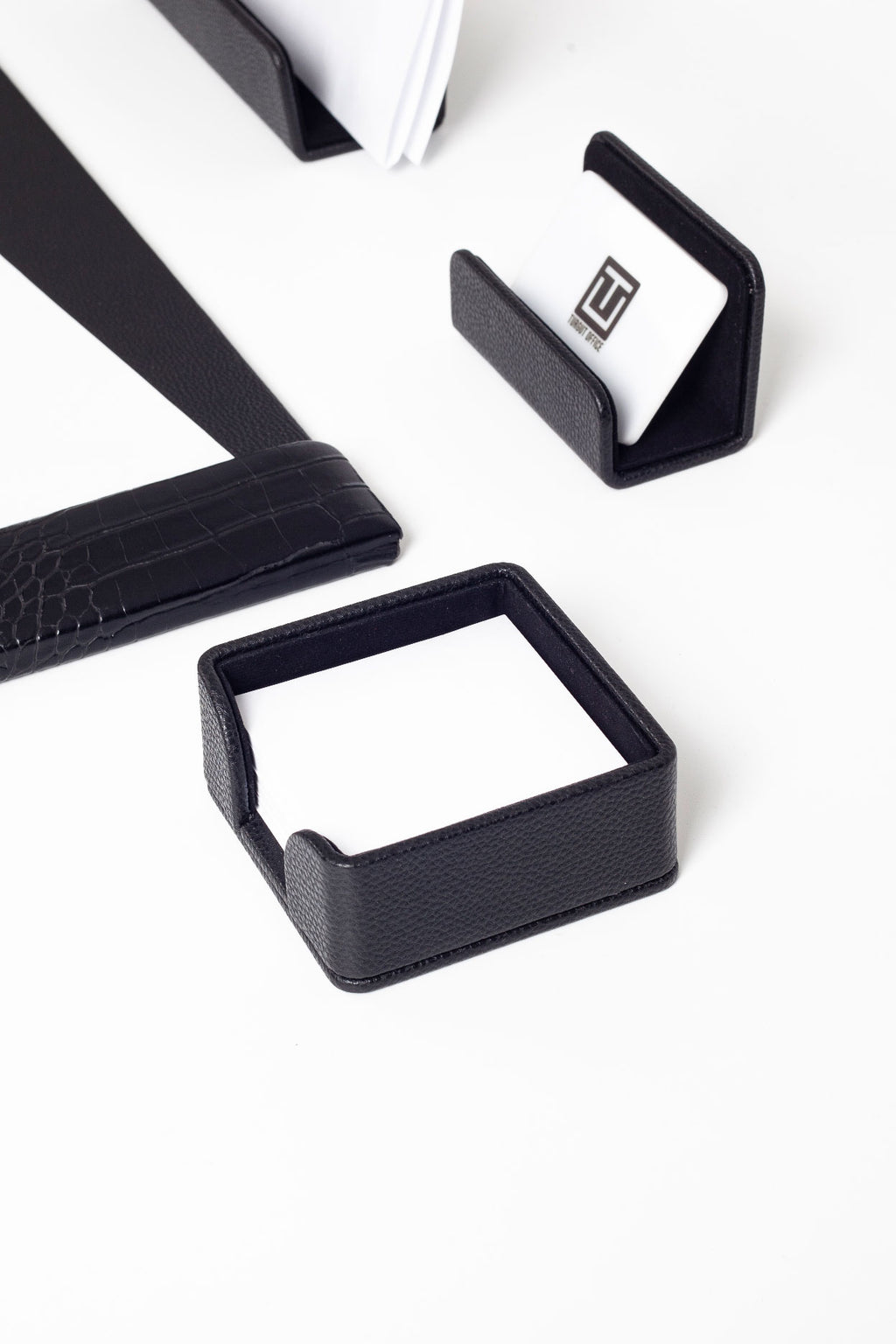 Loft Leather Desk Set Black 7 Pieces Vertical Coroco Detailed