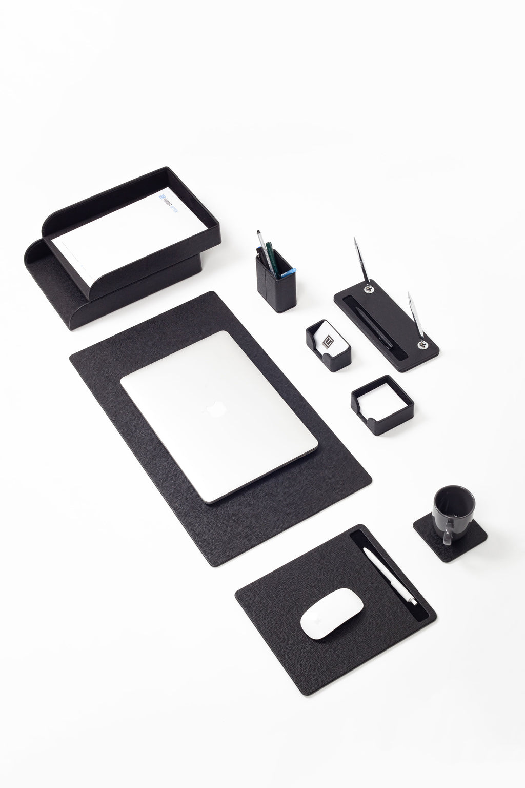 Roma Leather Desk Set Black 9 Pcs.