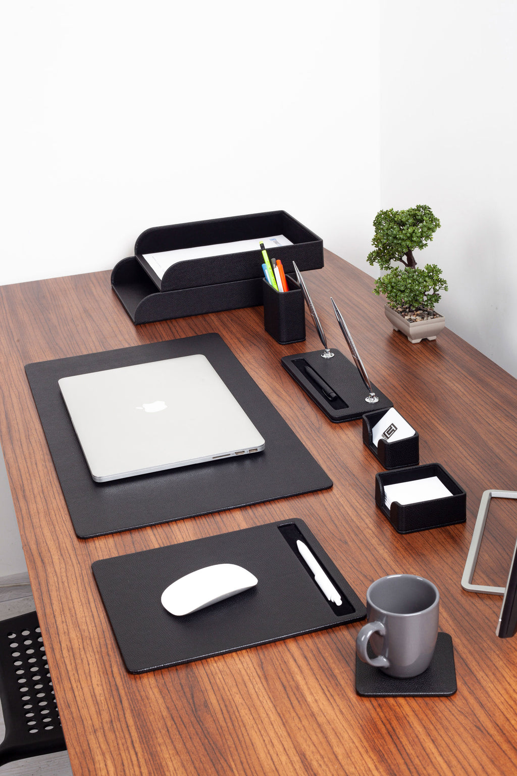 Roma Leather Desk Set Black 9 Pcs.