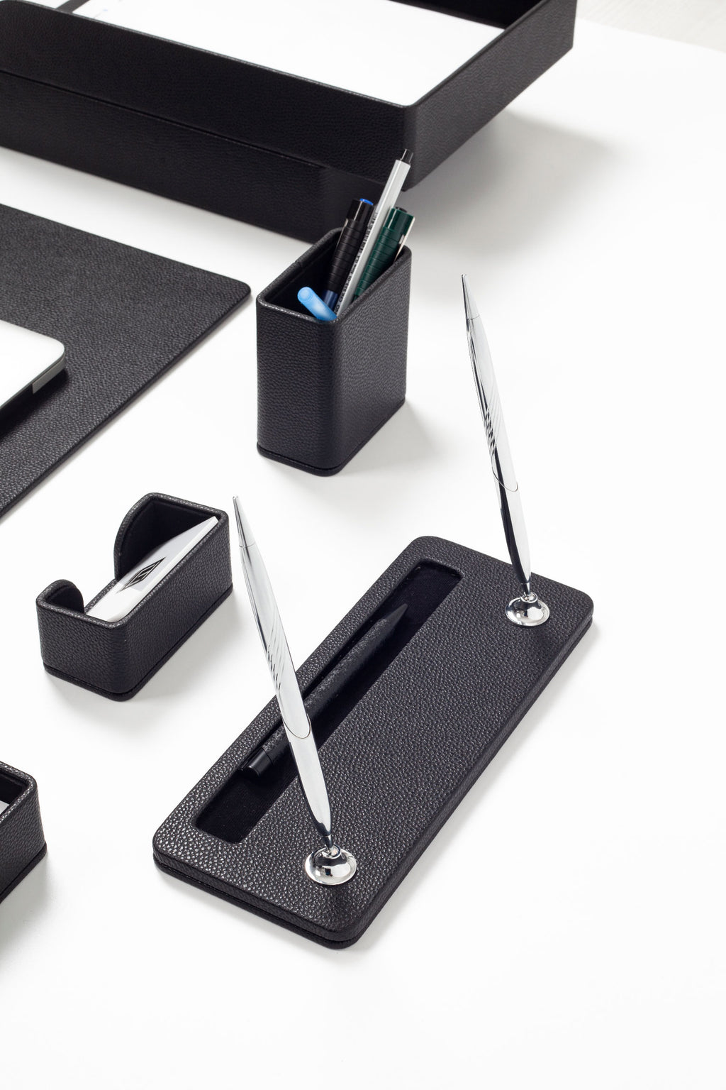 Roma Leather Desk Set Black 9 Pcs.