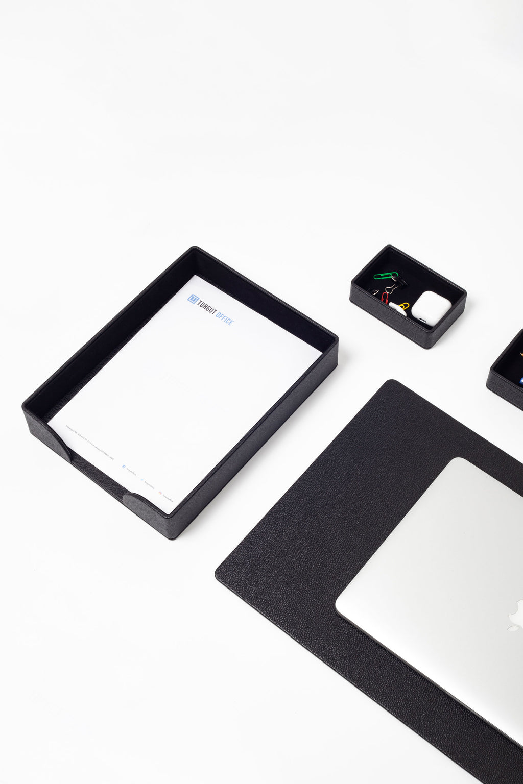 طقم مكتب روما الجلدي أسود، 10 قطع