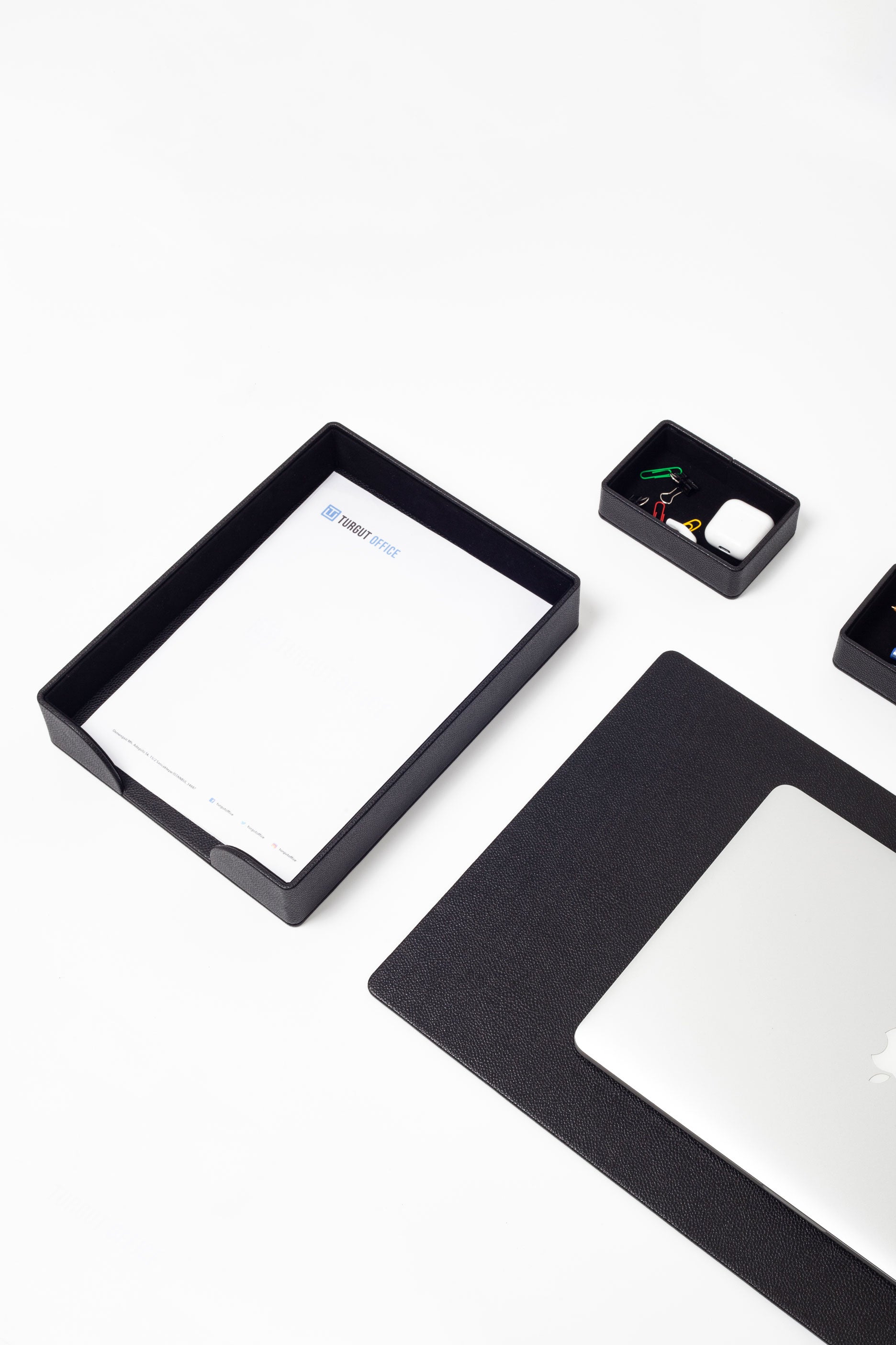 طقم مكتب روما الجلدي أسود، 10 قطع