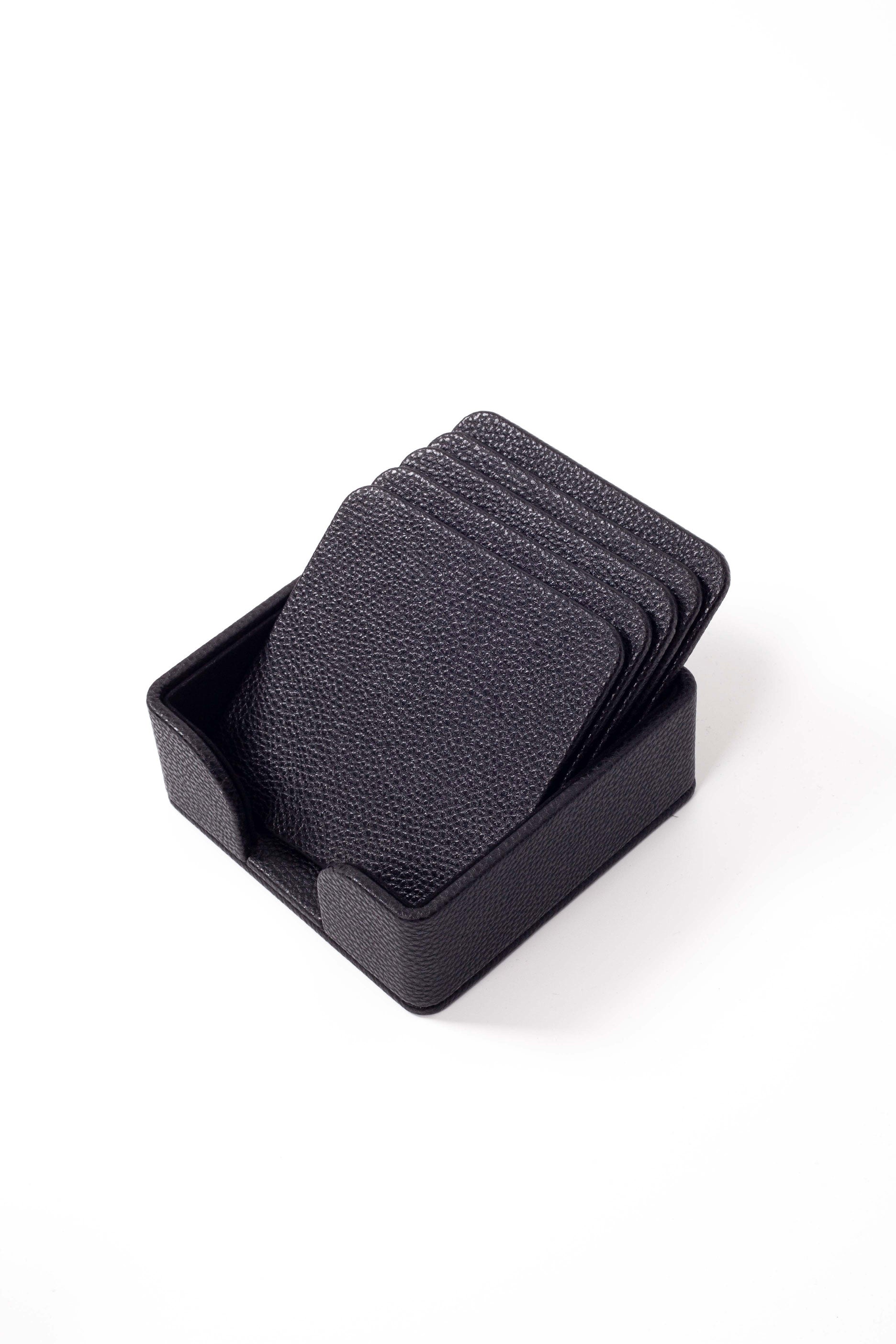 مجموعة مكتبية من الجلد الأسود من روما، 11 قطعة