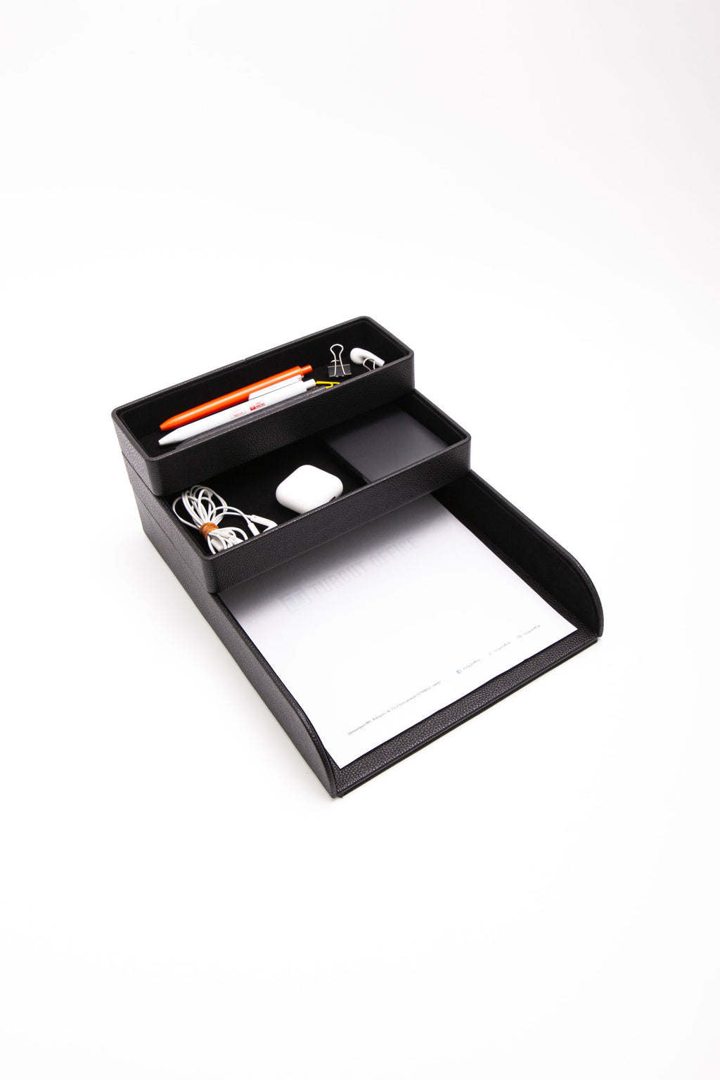 Felix Leather Organizer Set Of Three With Document Shelf Black