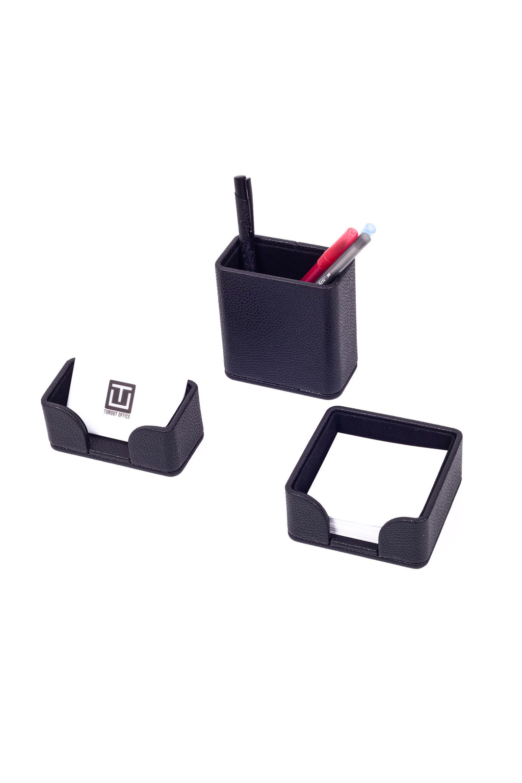 طقم مكتب من الجلد الأسود من فيليكس، 3 قطع