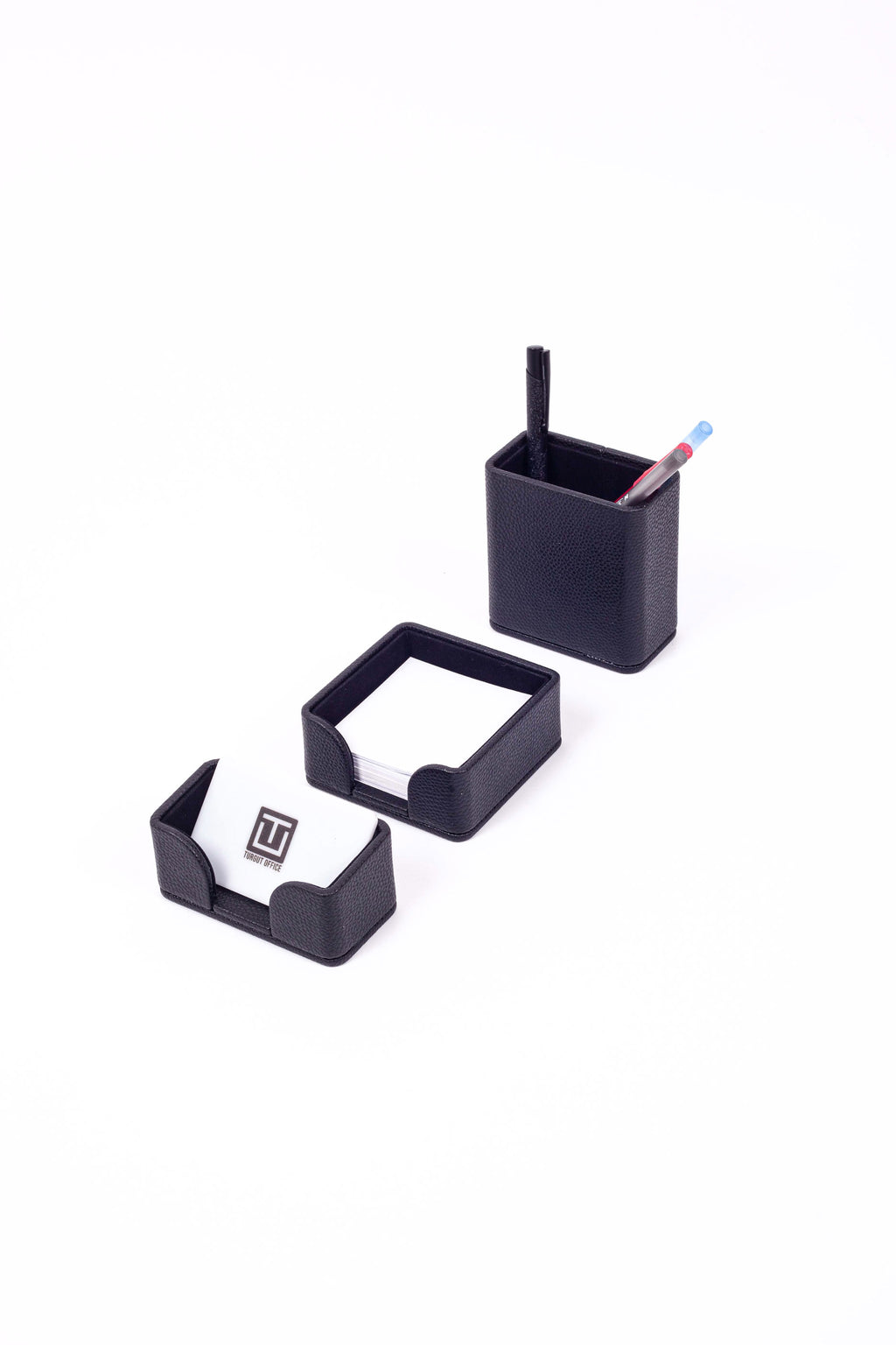 طقم مكتب من الجلد الأسود من فيليكس، 3 قطع