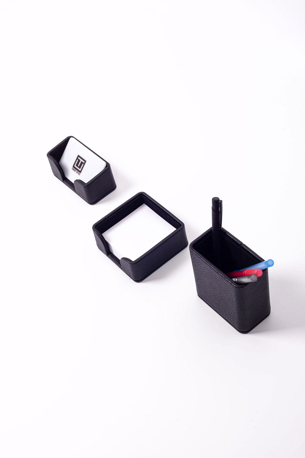 طقم مكتب من الجلد الأسود من فيليكس، 3 قطع