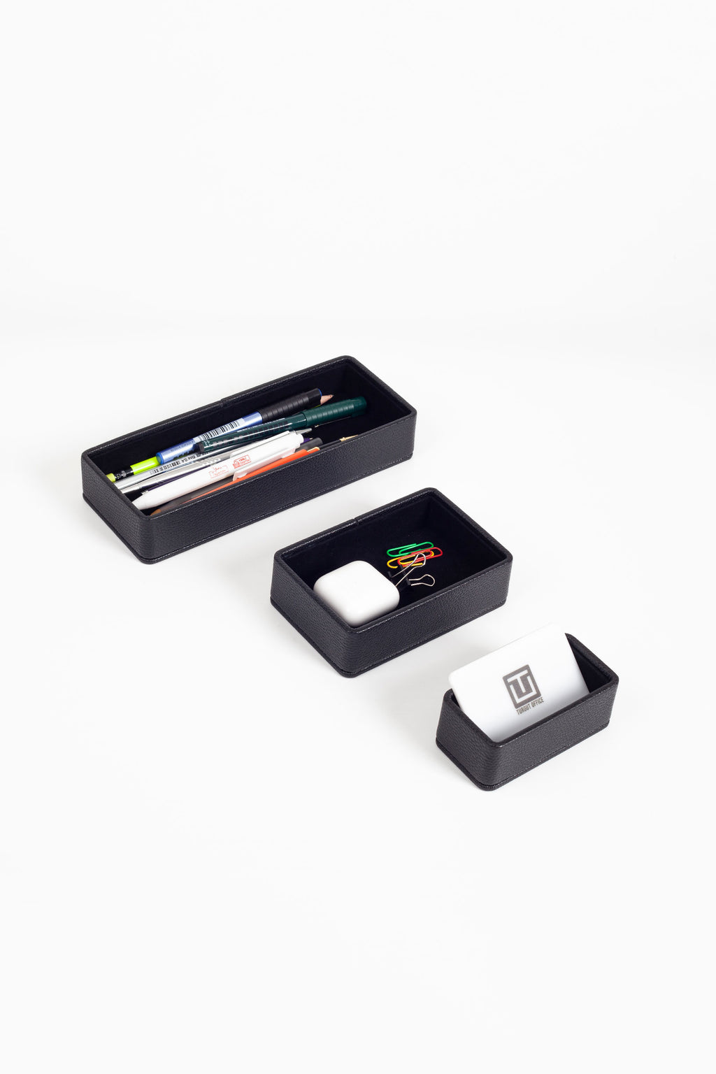 طقم منظم مكتب من الجلد من فيليكس، 3 قطع، أسود.