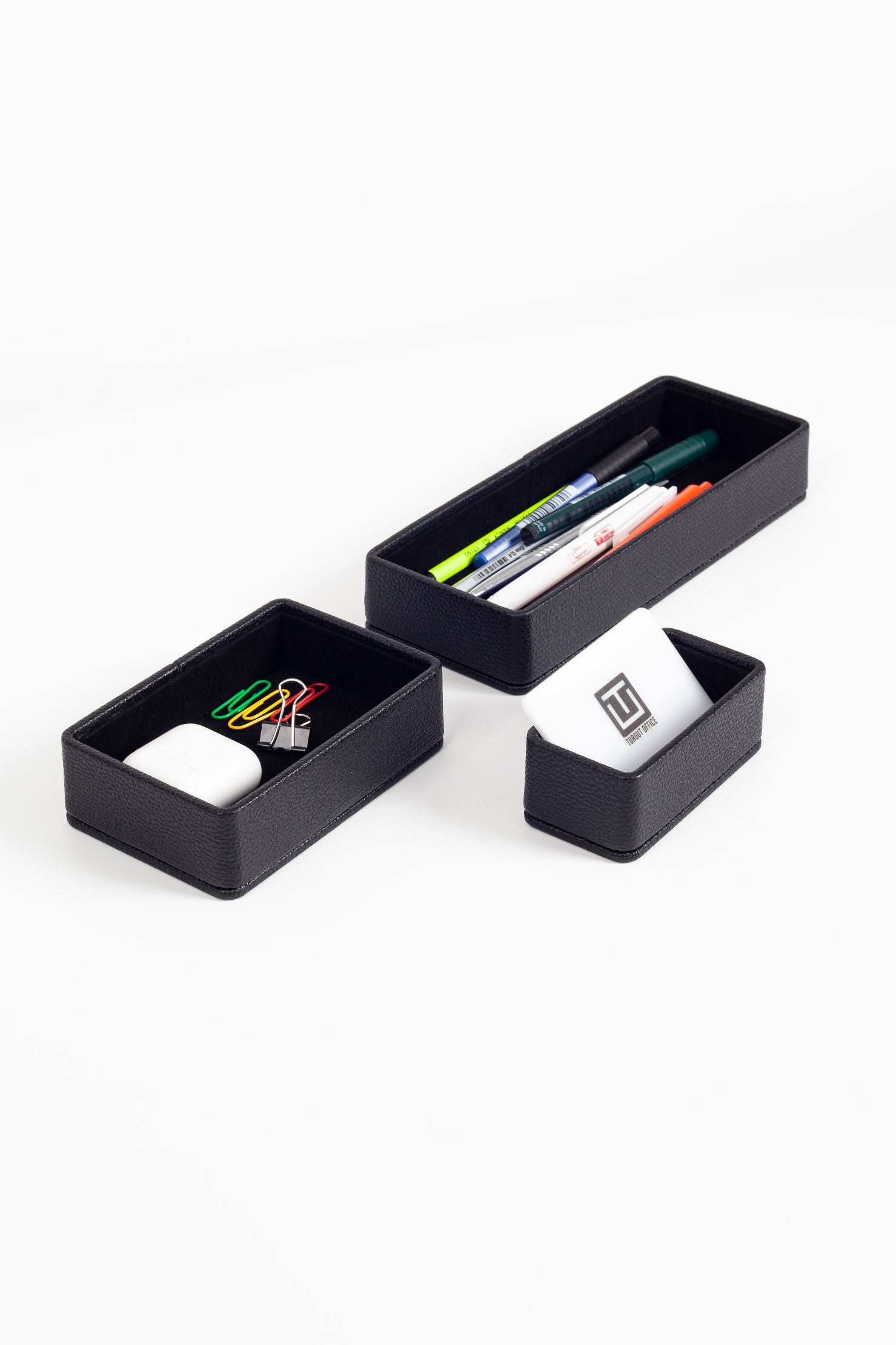 طقم منظم مكتب من الجلد من فيليكس، 3 قطع، أسود.