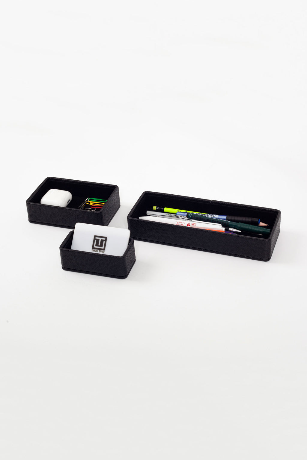 طقم منظم مكتب من الجلد من فيليكس، 3 قطع، أسود.