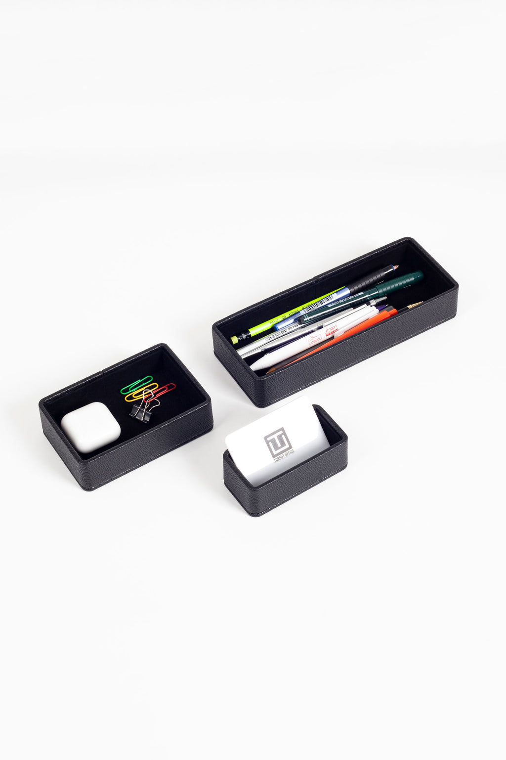 طقم منظم مكتب من الجلد من فيليكس، 3 قطع، أسود.