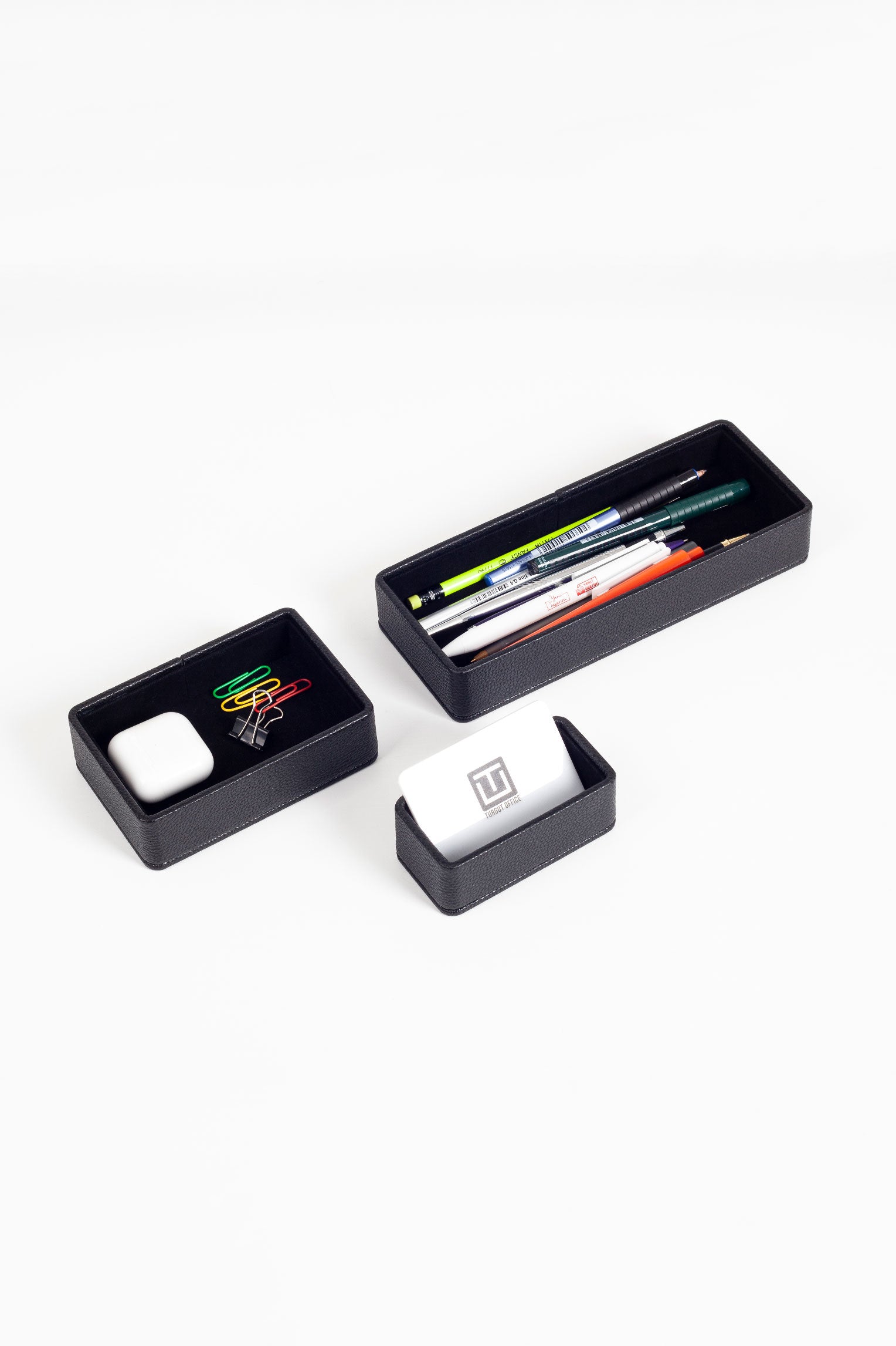 طقم منظم مكتب من الجلد من فيليكس، 3 قطع، أسود.