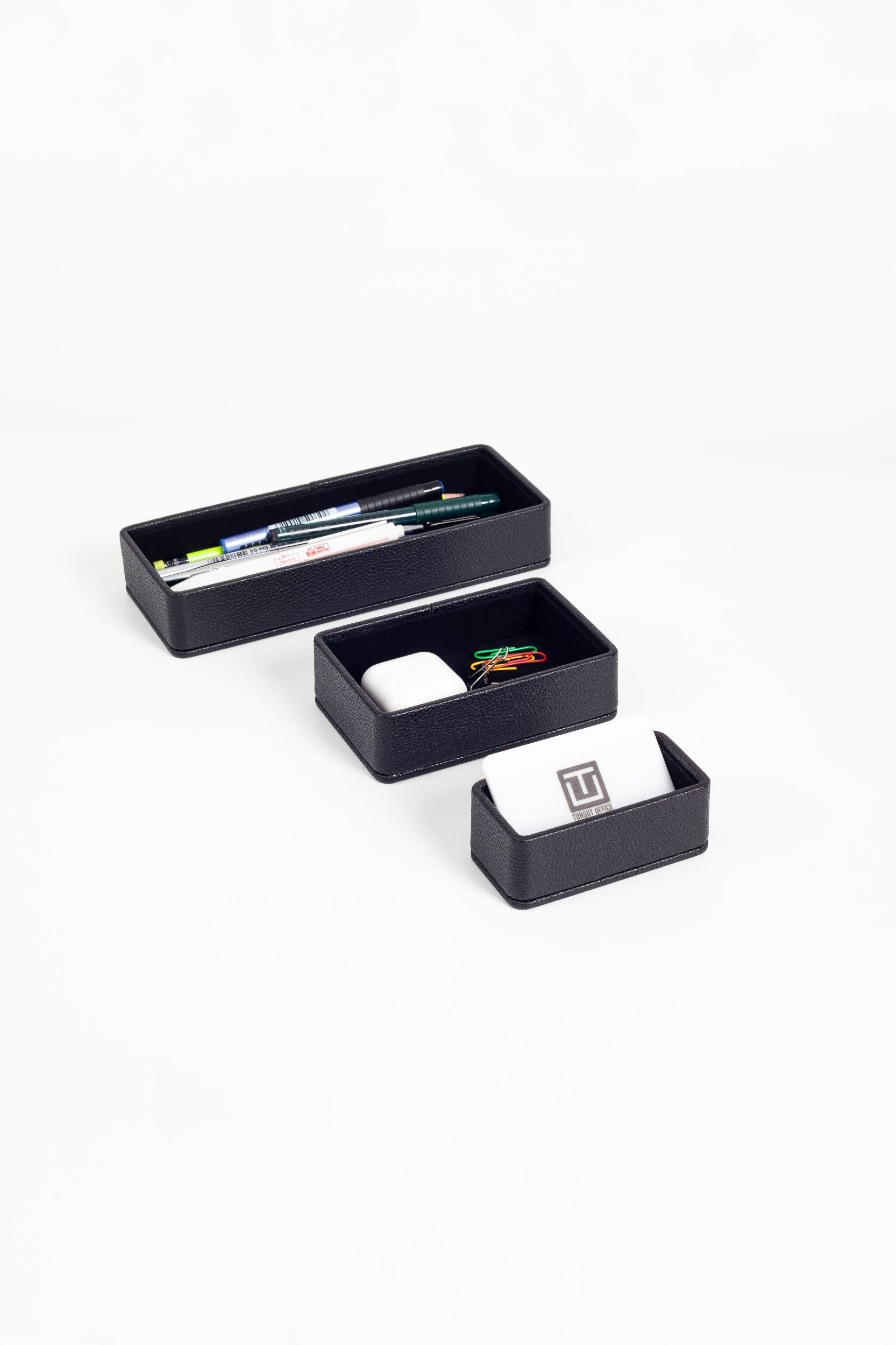 طقم منظم مكتب من الجلد من فيليكس، 3 قطع، أسود.