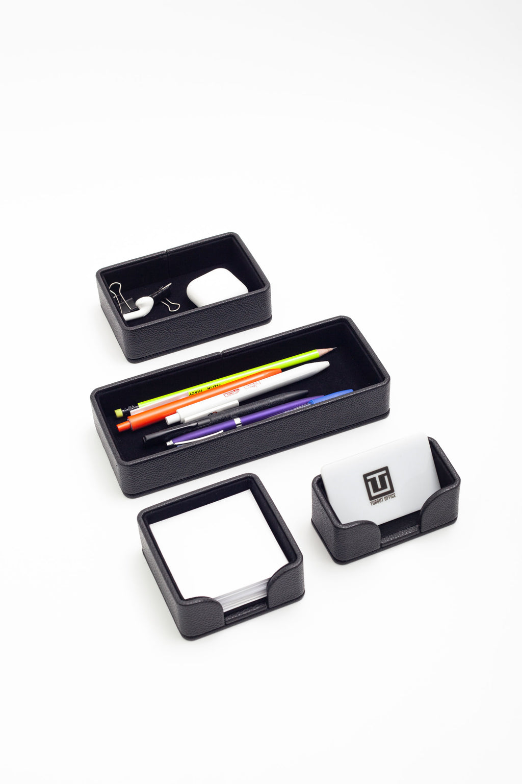 طقم منظم مكتب من الجلد من فيليكس، 4 قطع، أسود