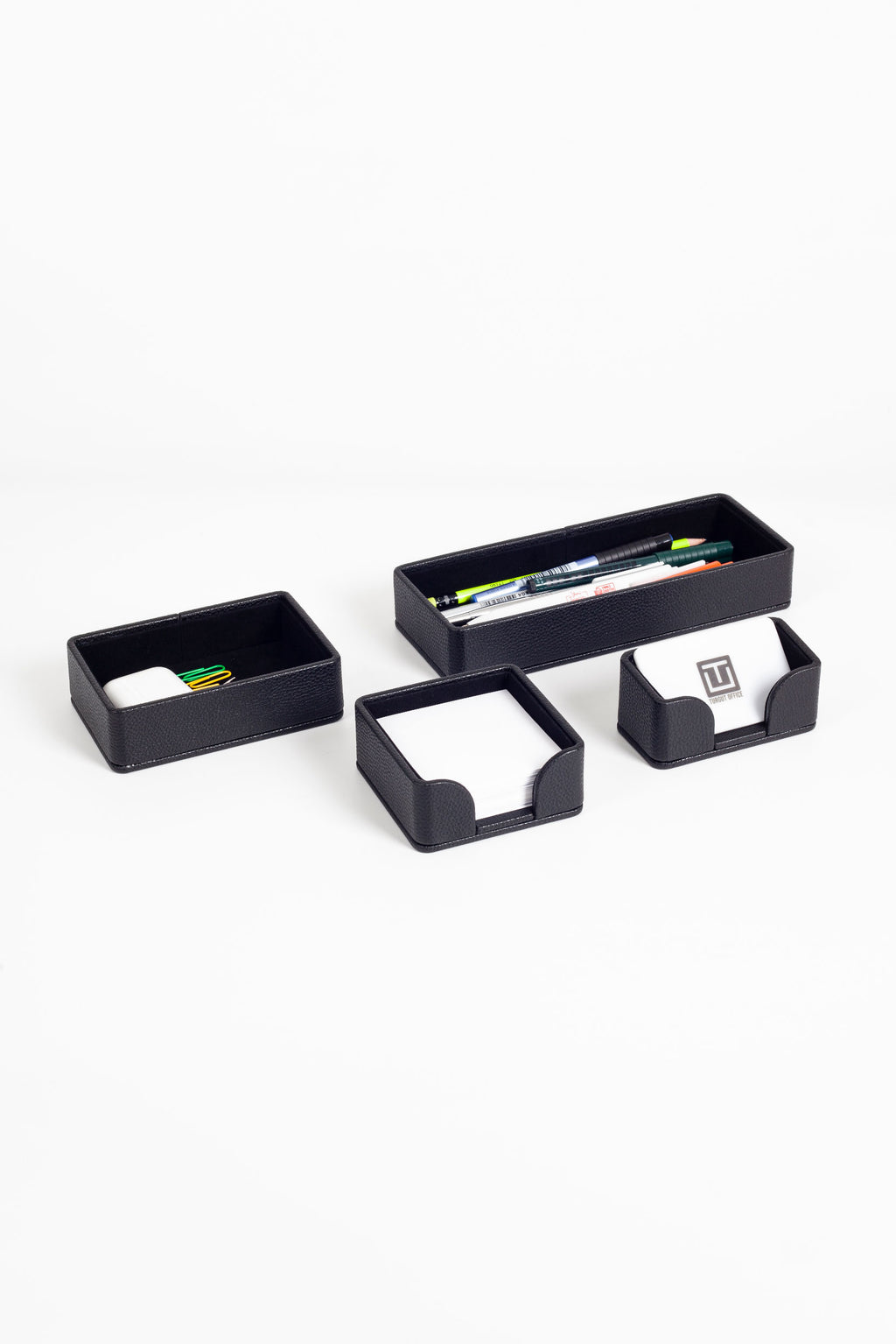 طقم منظم مكتب من الجلد من فيليكس، 4 قطع، أسود