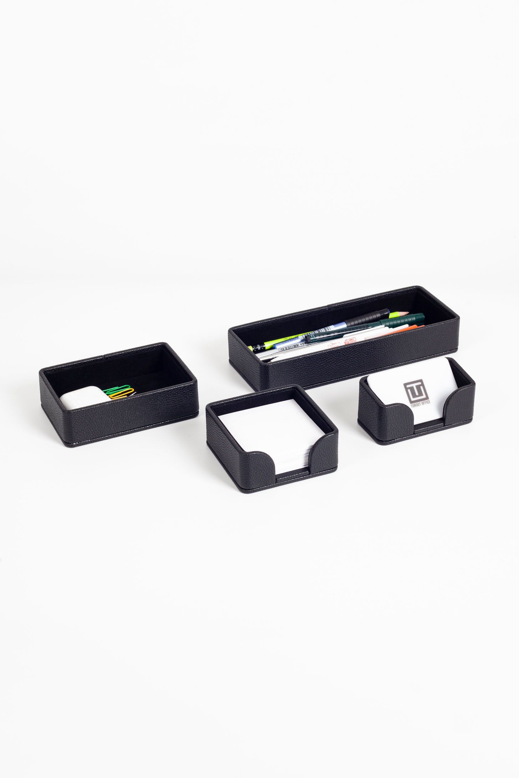 طقم منظم مكتب من الجلد من فيليكس، 4 قطع، أسود