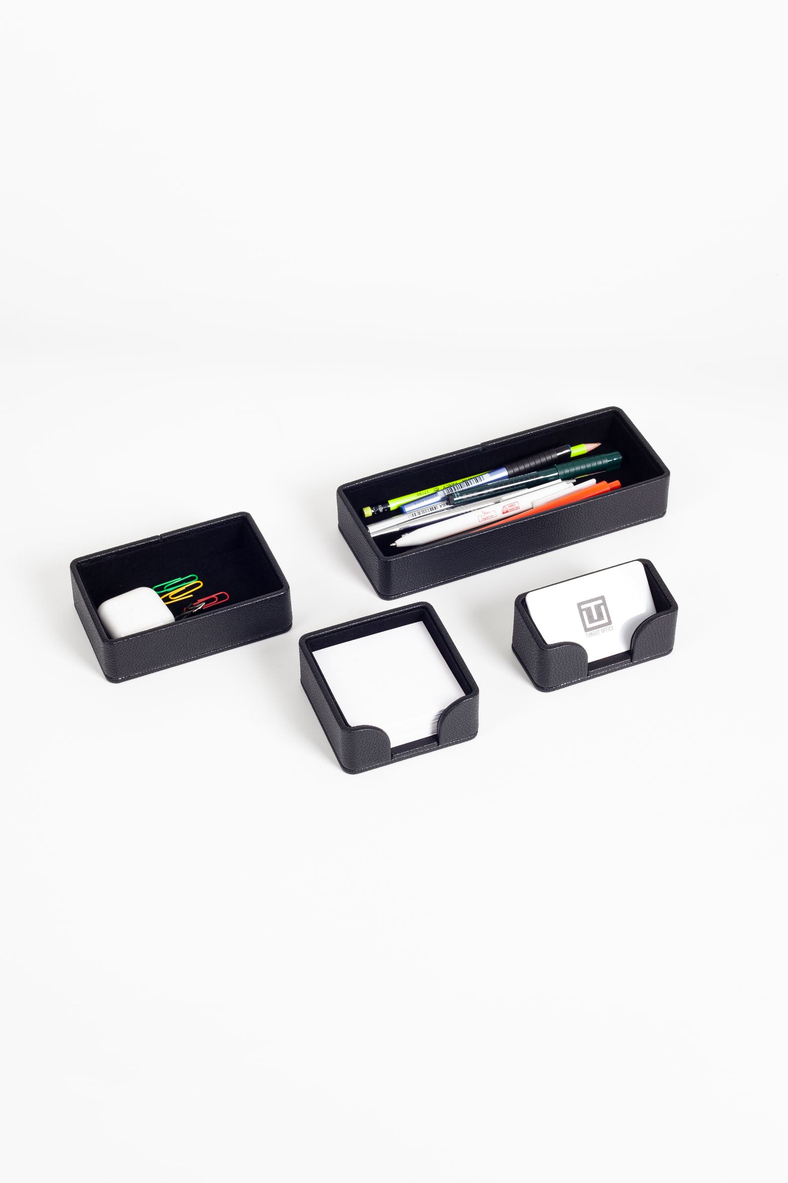 طقم منظم مكتب من الجلد من فيليكس، 4 قطع، أسود