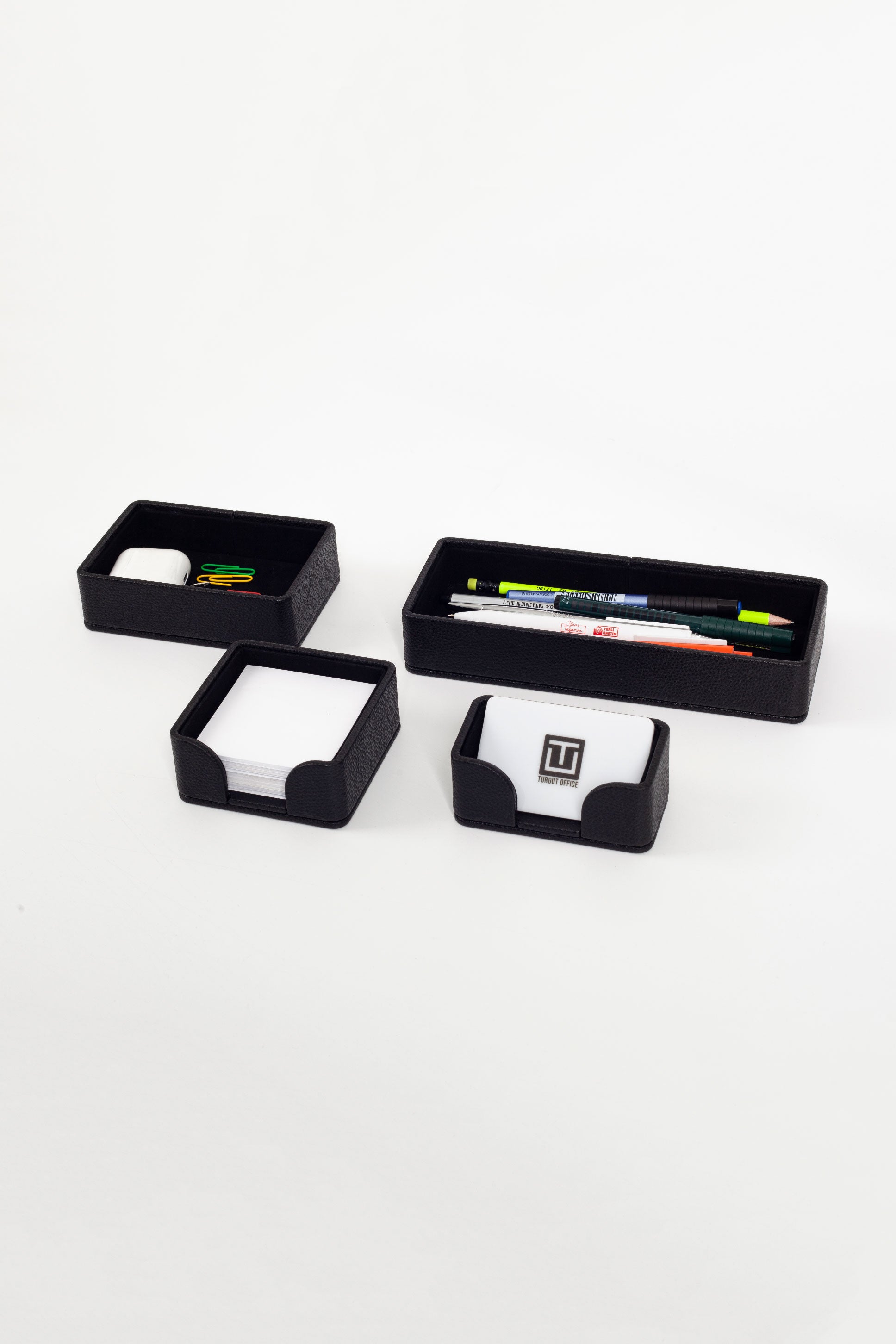 طقم منظم مكتب من الجلد من فيليكس، 4 قطع، أسود