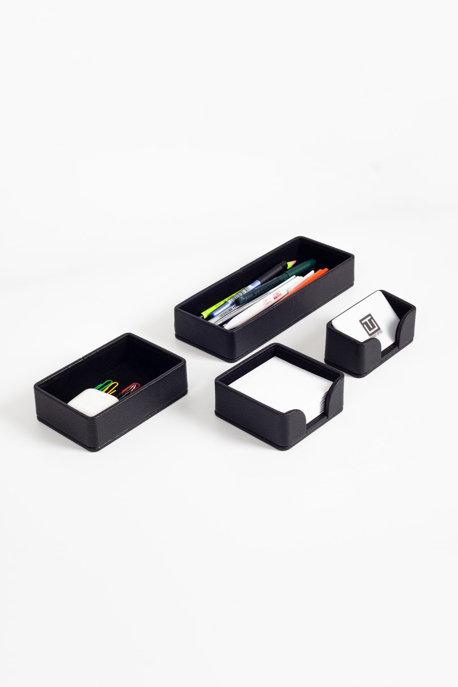 طقم منظم مكتب من الجلد من فيليكس، 4 قطع، أسود