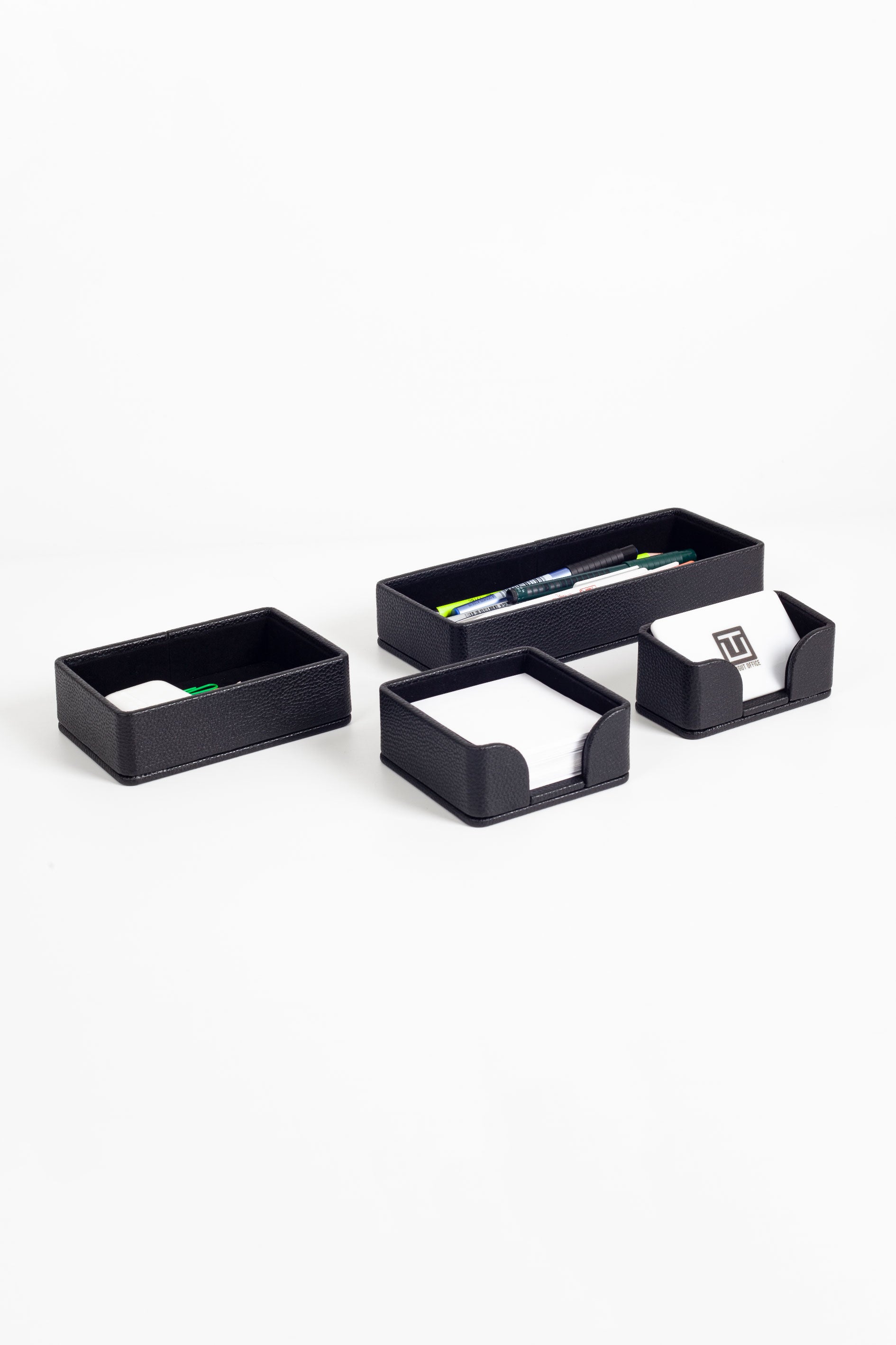 طقم منظم مكتب من الجلد من فيليكس، 4 قطع، أسود