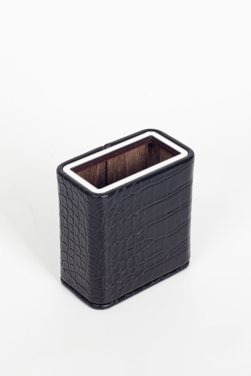 Desktop Croco Chrome Detailed Leather Pen Holder