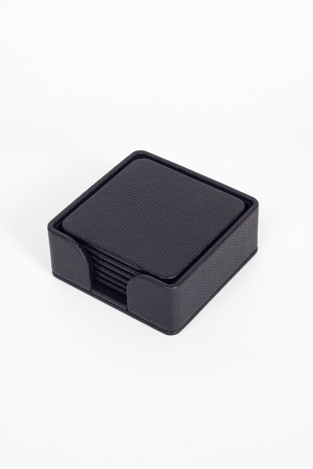 مجموعة حوامل أكواب جلدية سوداء