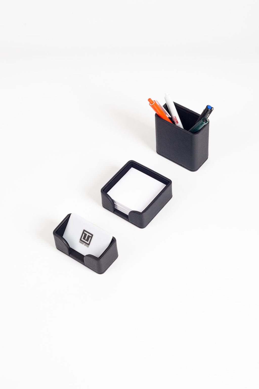 طقم مكتب من الجلد الأسود من فيليكس، 3 قطع