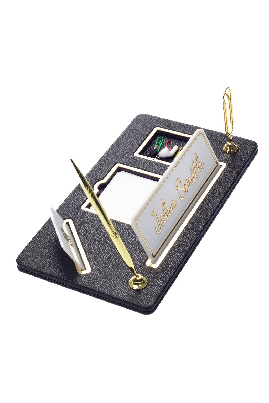 Organizer Leather Desk Nameplate Gold Detailed